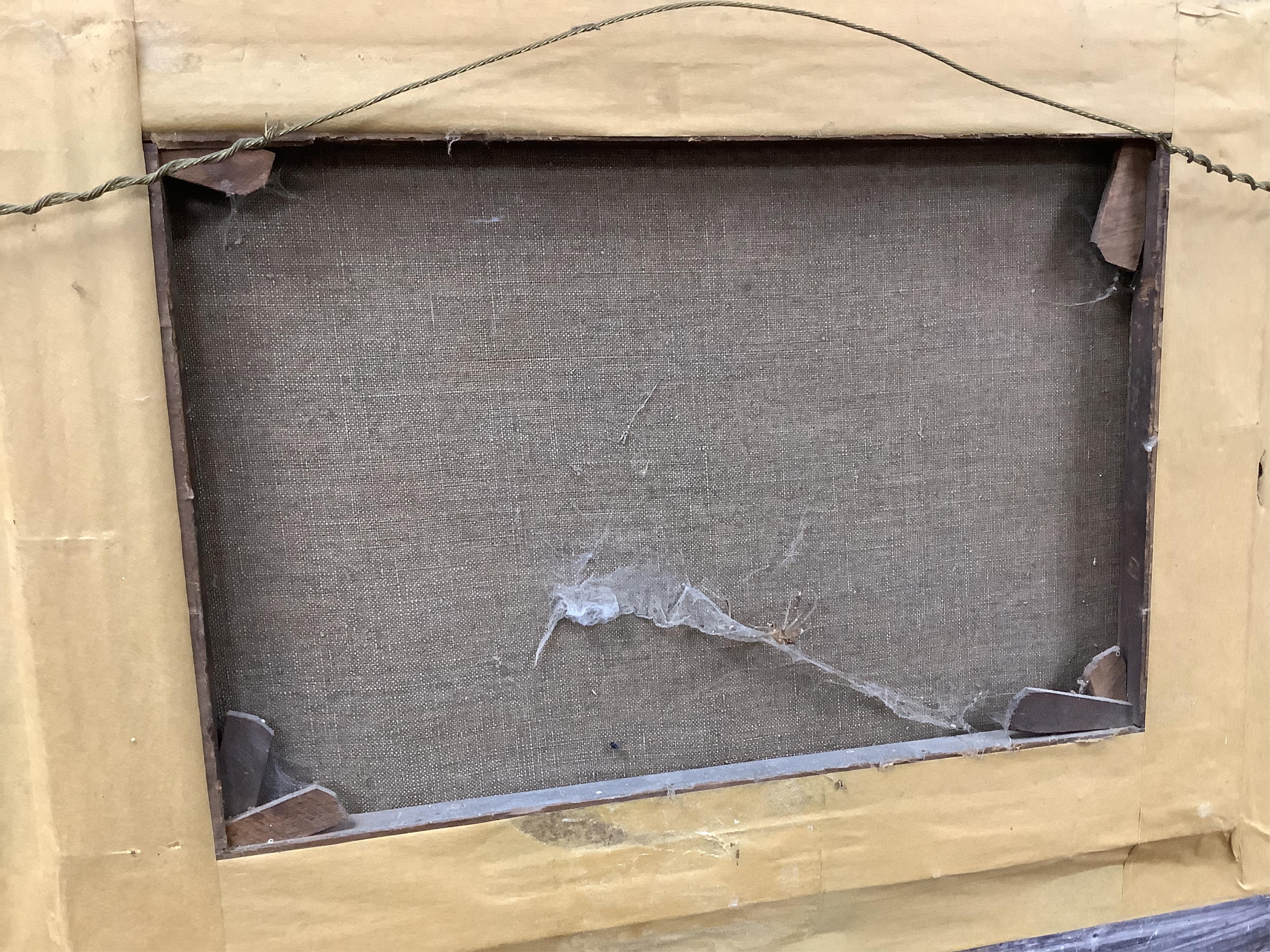 Henry and William Shayer (1825-1894 and 1826-1914), Figures with a donkey near a bridge, signed, oil on canvas, 26 x 37cm